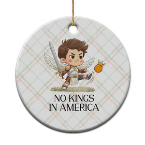 No Kings In America Ceramic Ornament Funny Saint Michael Kicking Crown TS12 1pc Christmas Plaid Print Your Wear