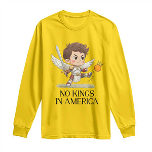 No Kings In America Long Sleeve Shirt Funny Saint Michael Kicking Crown TS12 Daisy Print Your Wear