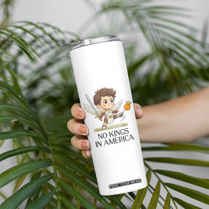 No Kings In America Skinny Tumbler Funny Saint Michael Kicking Crown TS12 Print Your Wear