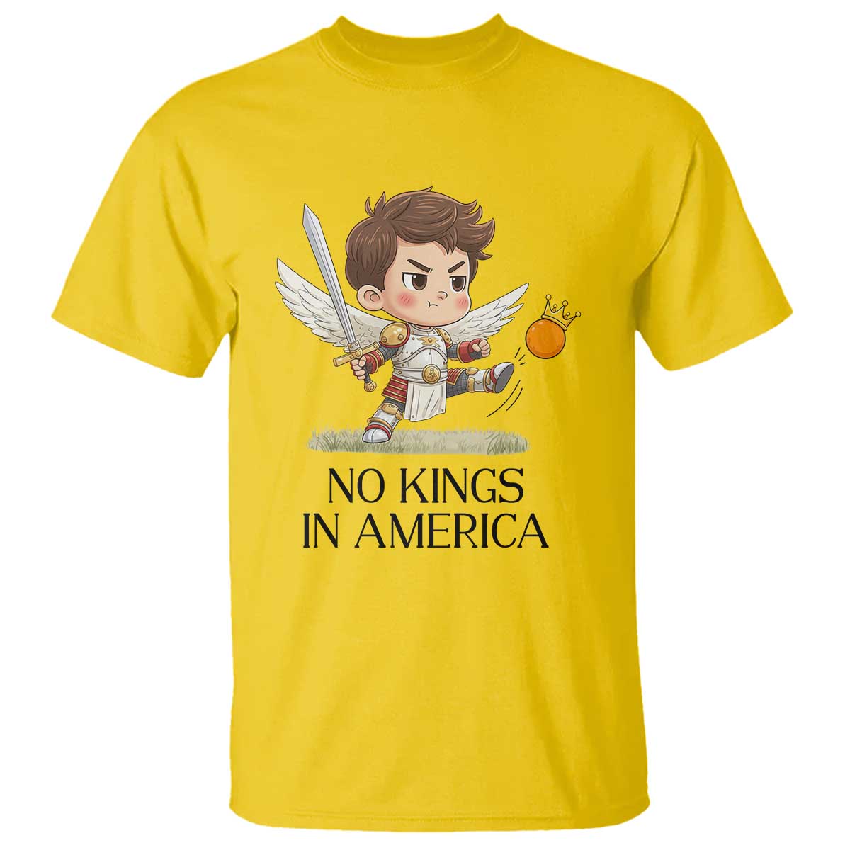 No Kings In America T Shirt Funny Saint Michael Kicking Crown TS12 Daisy Print Your Wear