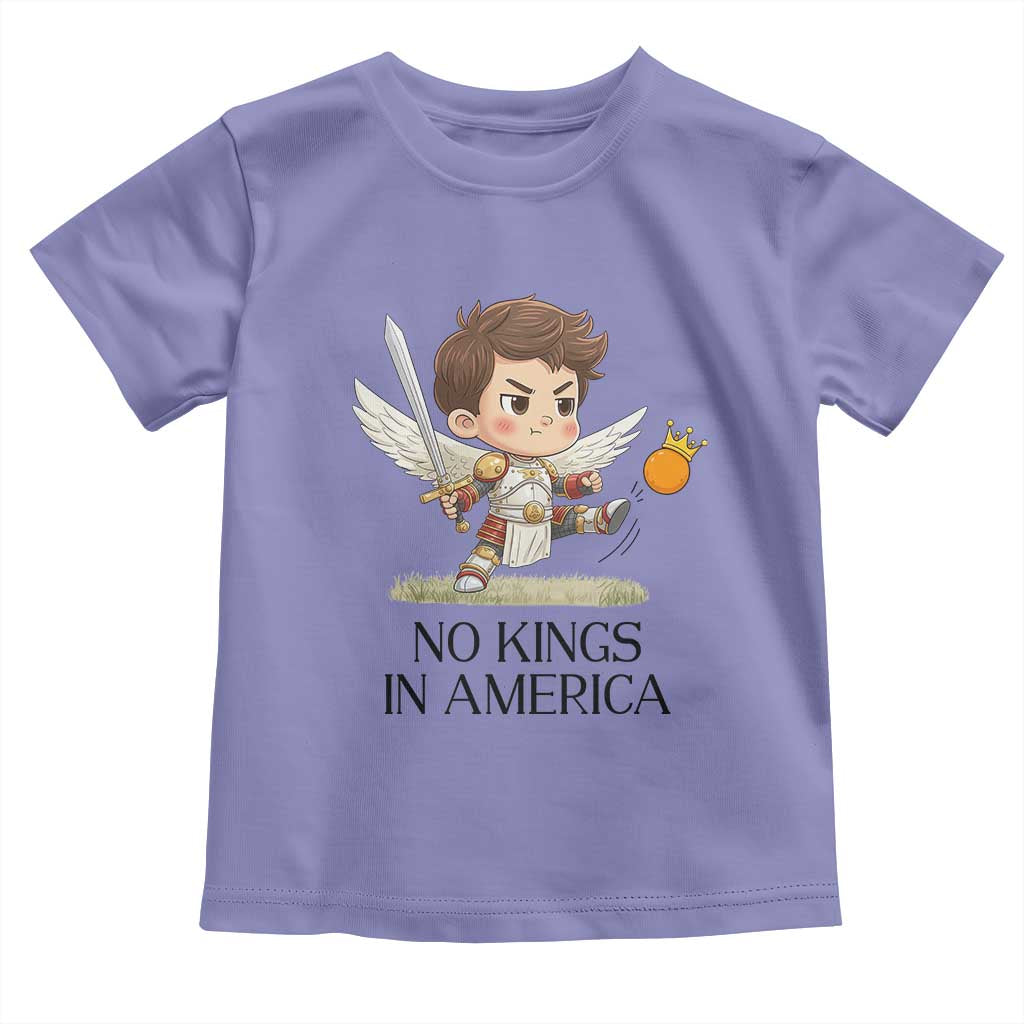 No Kings In America Toddler T Shirt Funny Saint Michael Kicking Crown TS12 Violet Print Your Wear