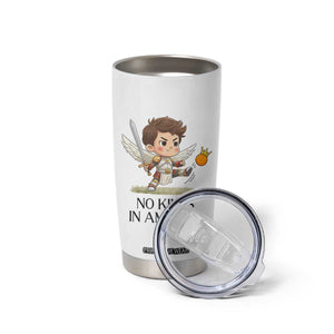 No Kings In America Tumbler Cup Funny Saint Michael Kicking Crown TS12 Print Your Wear