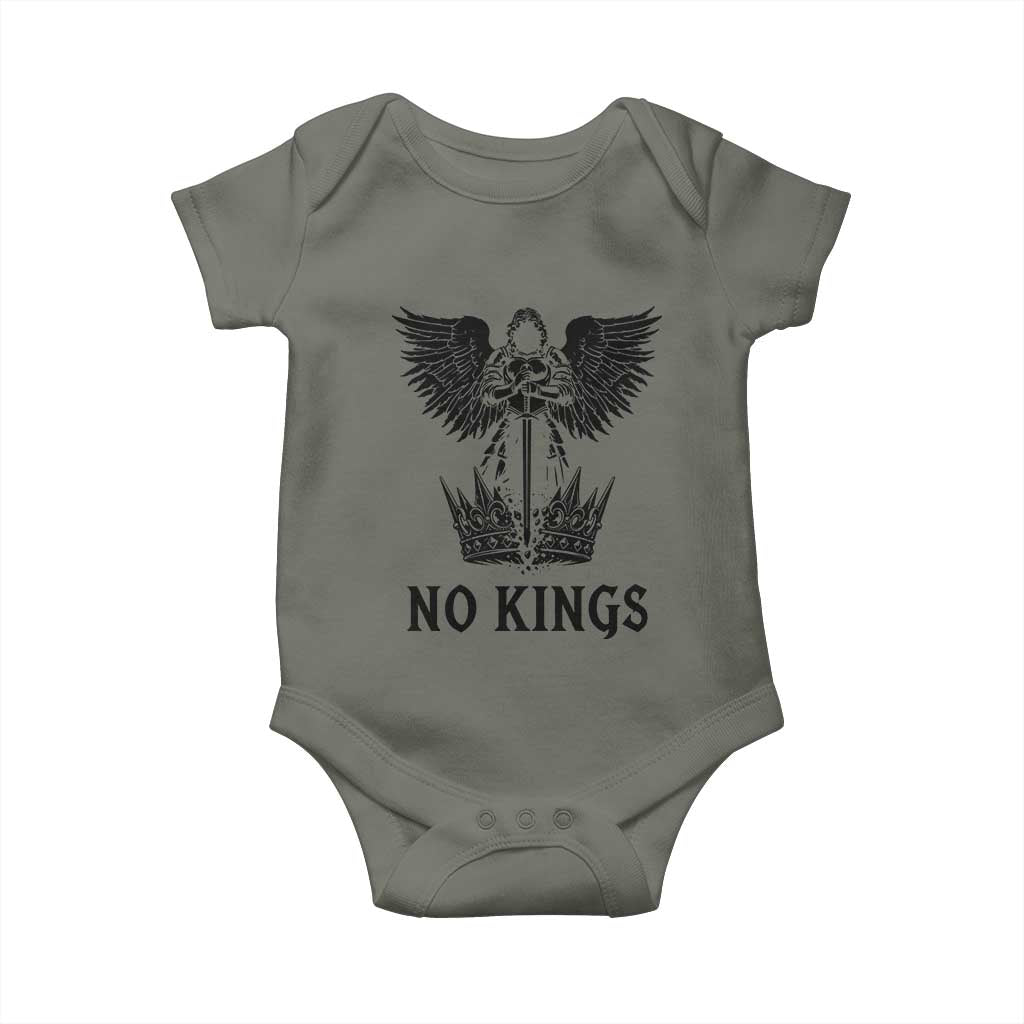 No Kings Baby Onesie St Michael Archangel Victory Over Tyranny TS12 Military Green Print Your Wear