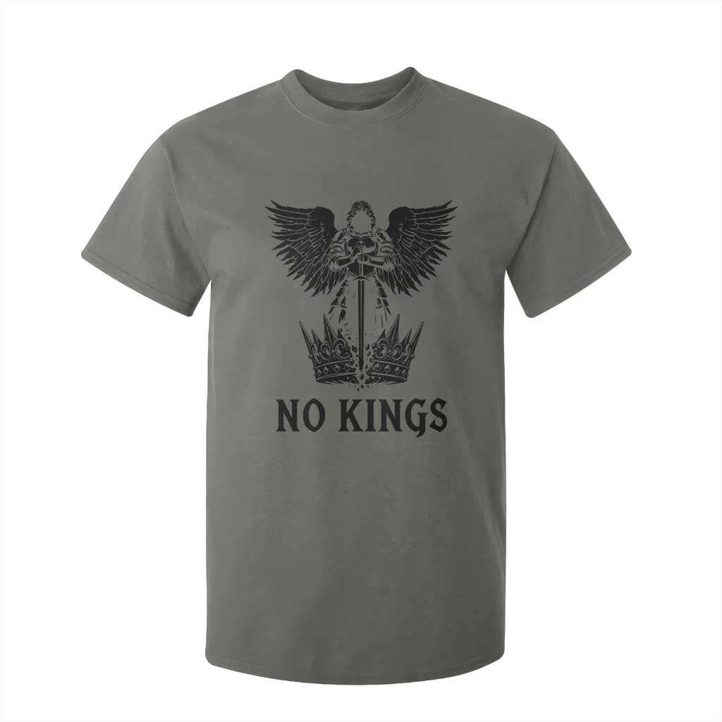 No Kings T Shirt For Kid St Michael Archangel Victory Over Tyranny TS12 Military Green Print Your Wear