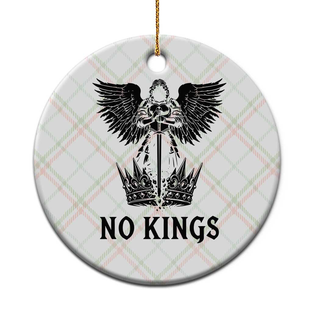 No Kings Ceramic Ornament St Michael Archangel Victory Over Tyranny TS12 1pc Christmas Plaid Print Your Wear
