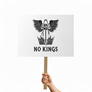 No Kings Protest Sign St Michael Archangel Victory Over Tyranny TS12 Horizontal 18" × 24" White Print Your Wear