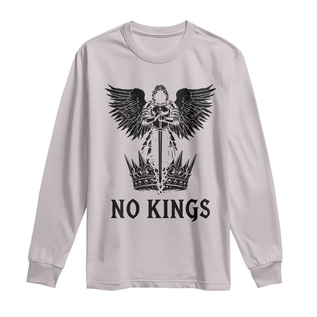 No Kings Long Sleeve Shirt St Michael Archangel Victory Over Tyranny TS12 Ice Gray Print Your Wear