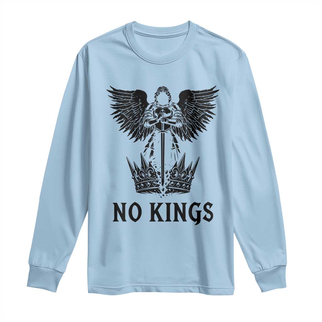 No Kings Long Sleeve Shirt St Michael Archangel Victory Over Tyranny TS12 Light Blue Print Your Wear