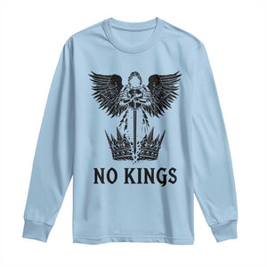No Kings Long Sleeve Shirt St Michael Archangel Victory Over Tyranny TS12 Light Blue Print Your Wear