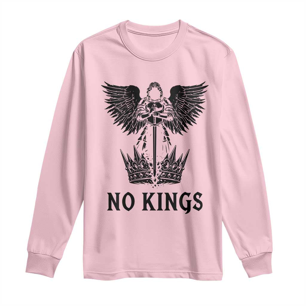 No Kings Long Sleeve Shirt St Michael Archangel Victory Over Tyranny TS12 Light Pink Print Your Wear