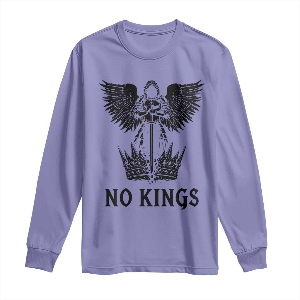 No Kings Long Sleeve Shirt St Michael Archangel Victory Over Tyranny TS12 Violet Print Your Wear