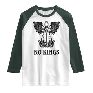 No Kings Raglan Shirt St Michael Archangel Victory Over Tyranny TS12 White Dark Forest Green Print Your Wear