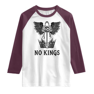 No Kings Raglan Shirt St Michael Archangel Victory Over Tyranny TS12 White Maroon Print Your Wear