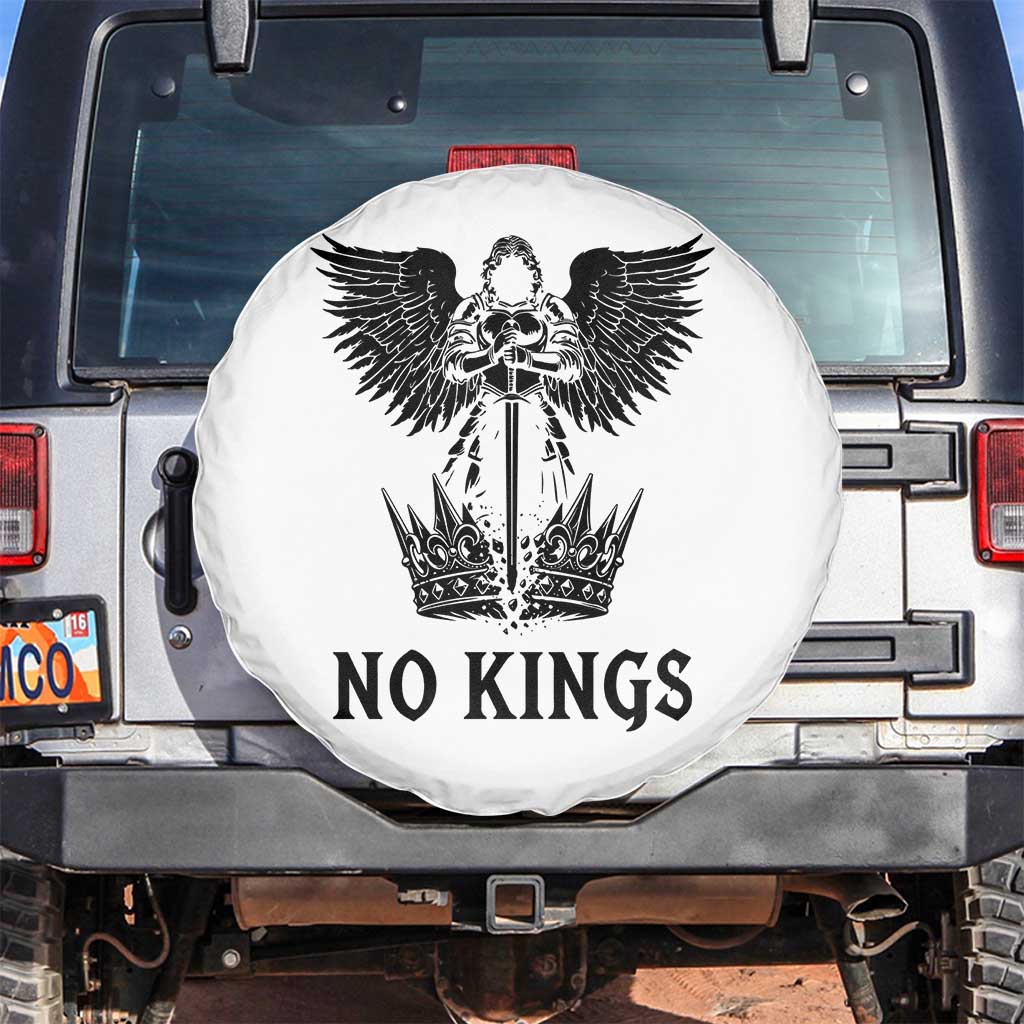 No Kings Spare Tire Cover St Michael Archangel Victory Over Tyranny TS12 No hole White Print Your Wear