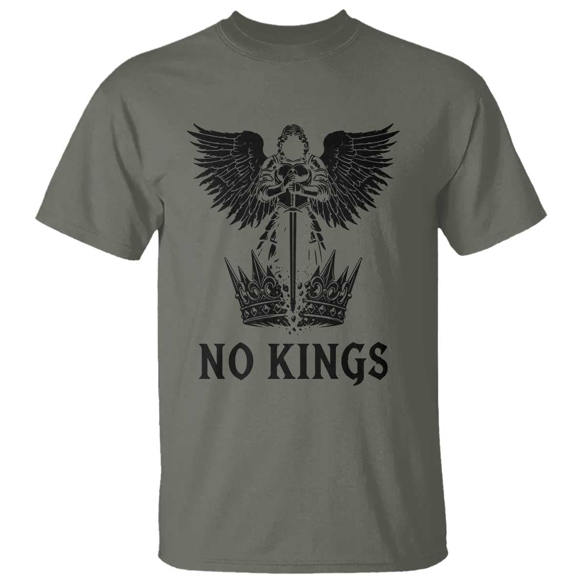 No Kings T Shirt St Michael Archangel Victory Over Tyranny TS12 Military Green Print Your Wear