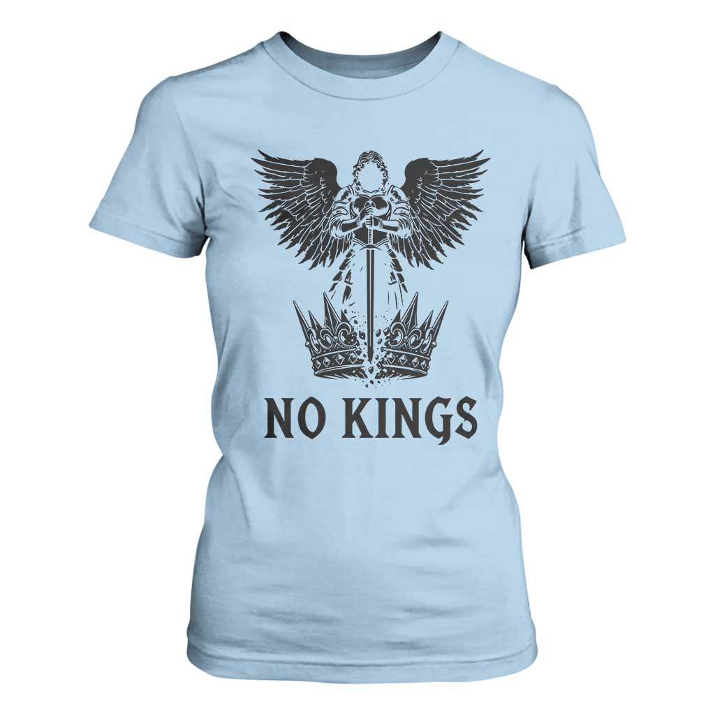No Kings T Shirt For Women St Michael Archangel Victory Over Tyranny TS12 Light Blue Print Your Wear