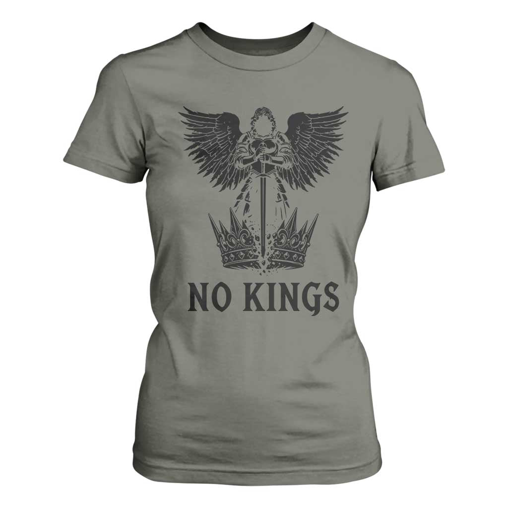No Kings T Shirt For Women St Michael Archangel Victory Over Tyranny TS12 Military Green Print Your Wear