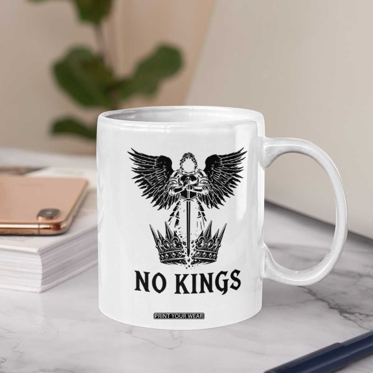 No Kings Coffee Mug St Michael Archangel Victory Over Tyranny TS12 Print Your Wear