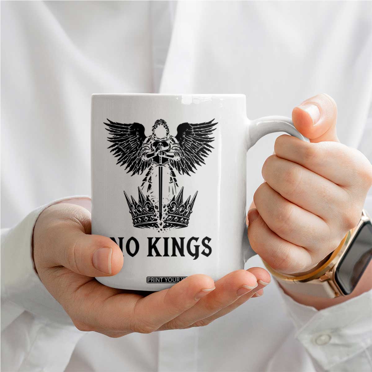 No Kings Coffee Mug St Michael Archangel Victory Over Tyranny TS12 Print Your Wear