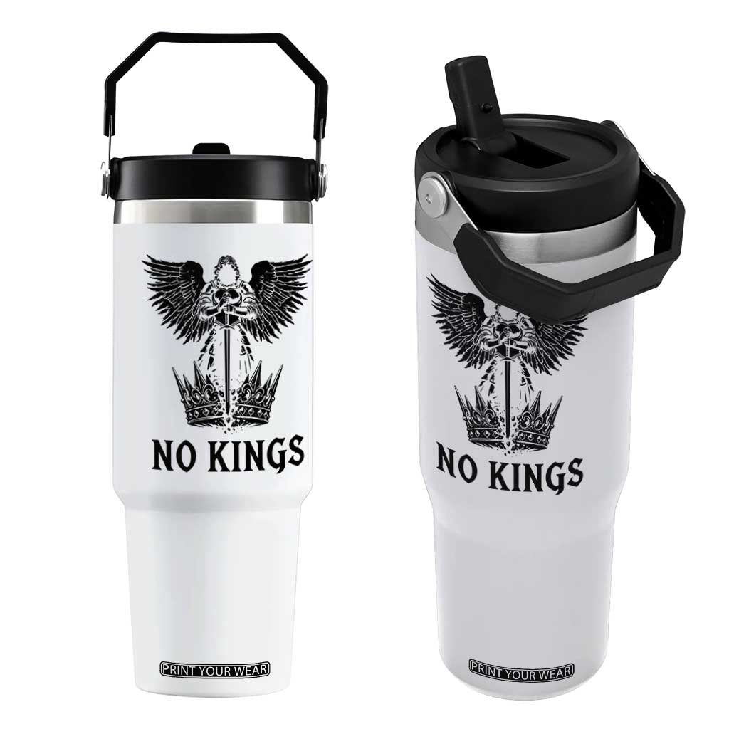 No Kings Flip Straw Tumbler St Michael Archangel Victory Over Tyranny TS12 One Size: 30 oz White Print Your Wear