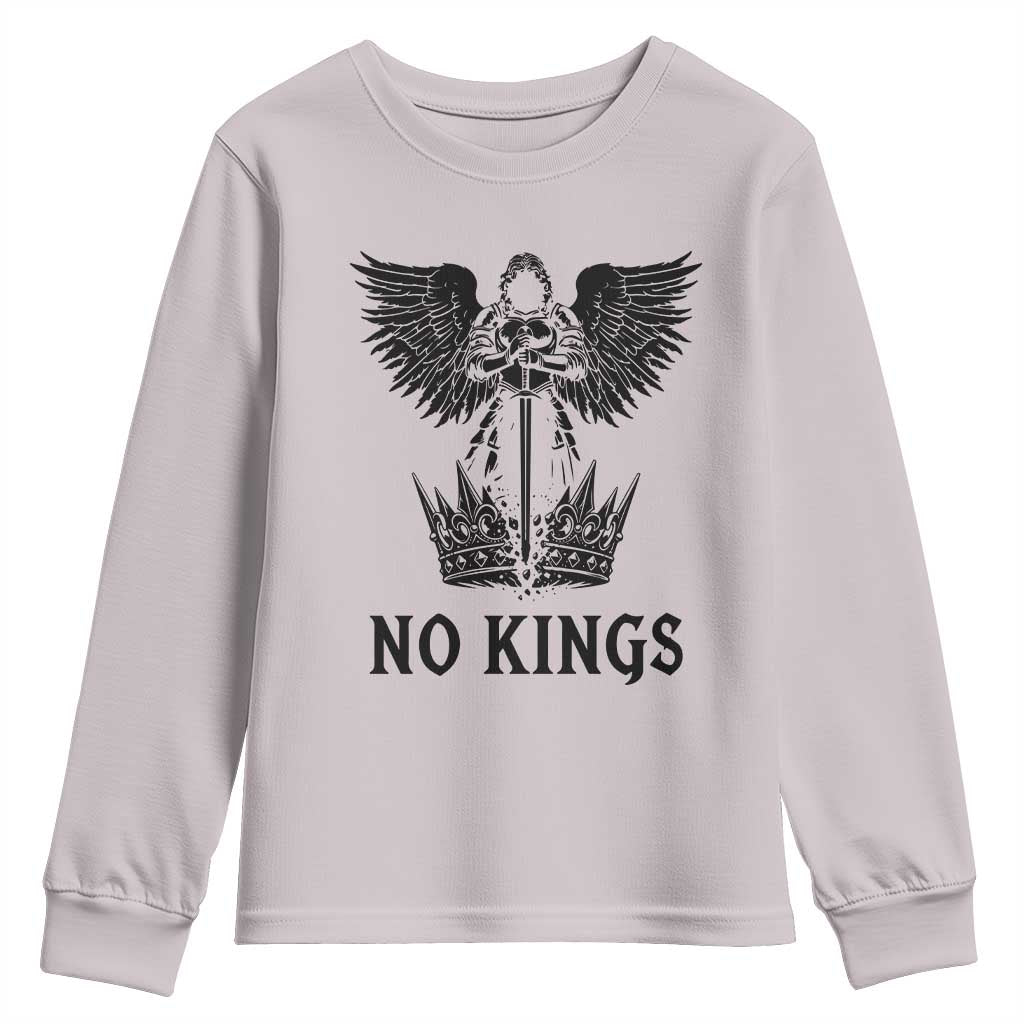 No Kings Youth Sweatshirt St Michael Archangel Victory Over Tyranny TS12 Ice Gray Print Your Wear