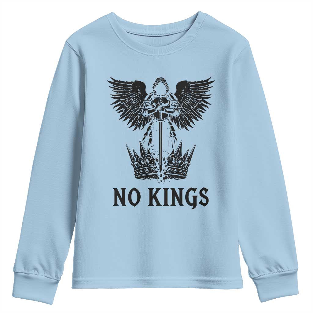 No Kings Youth Sweatshirt St Michael Archangel Victory Over Tyranny TS12 Light Blue Print Your Wear