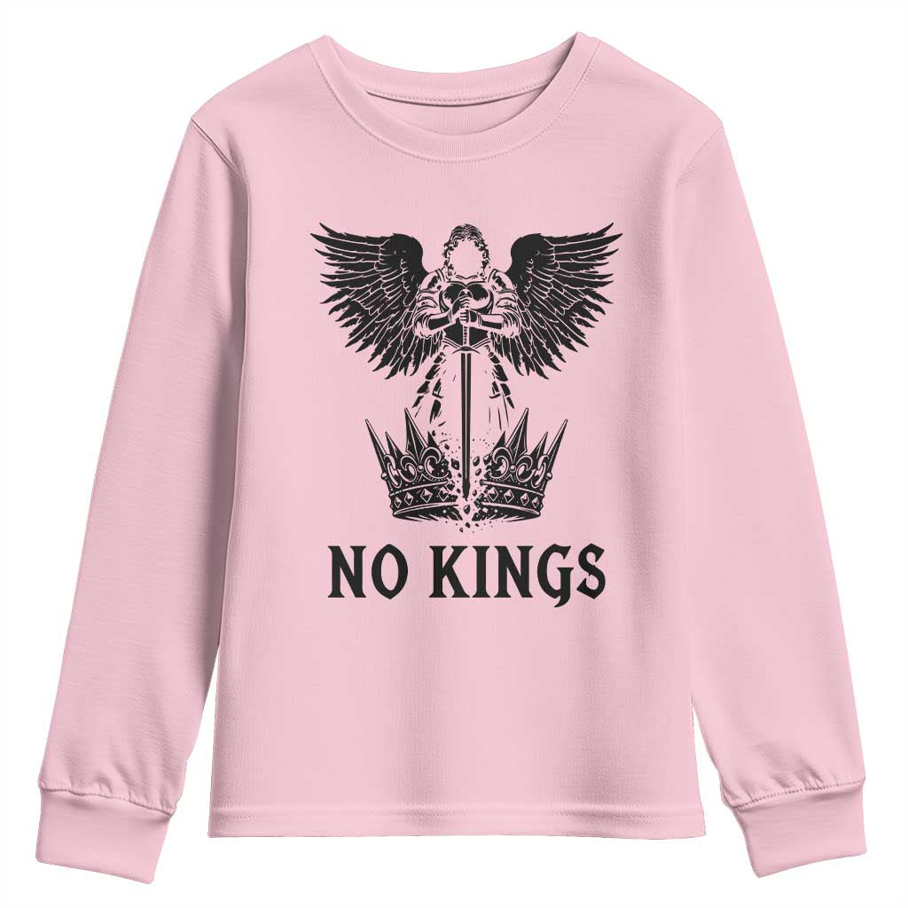 No Kings Youth Sweatshirt St Michael Archangel Victory Over Tyranny TS12 Light Pink Print Your Wear