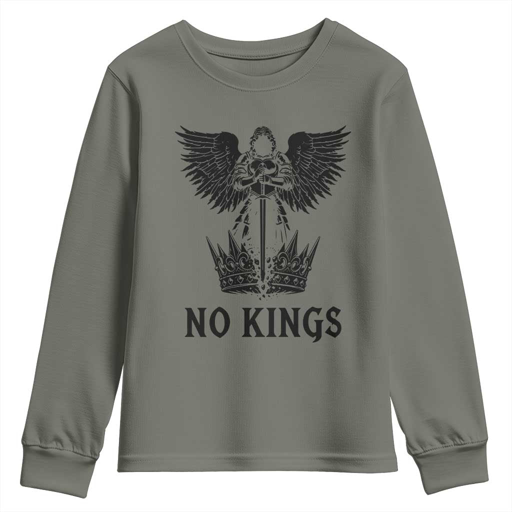 No Kings Youth Sweatshirt St Michael Archangel Victory Over Tyranny TS12 Military Green Print Your Wear