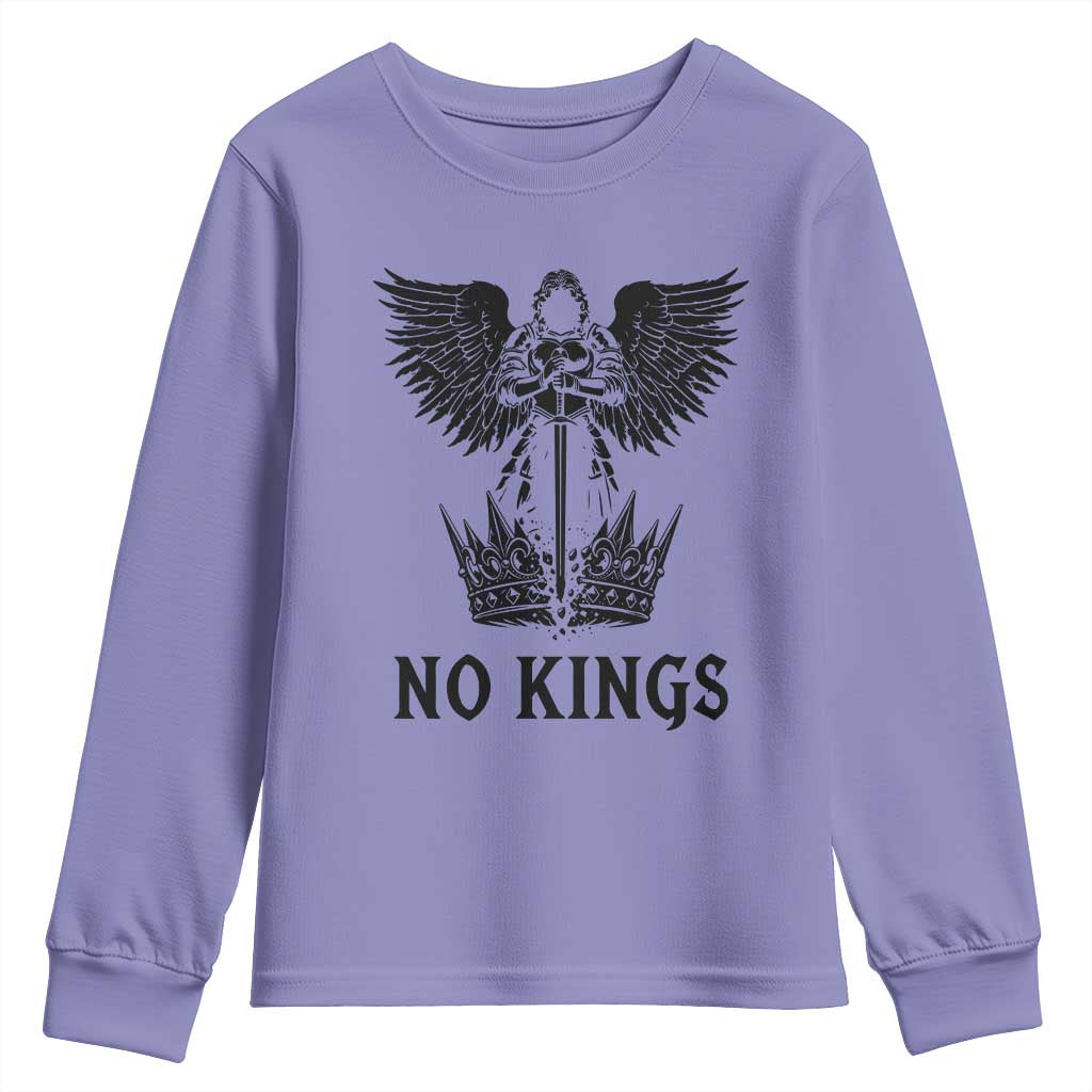 No Kings Youth Sweatshirt St Michael Archangel Victory Over Tyranny TS12 Violet Print Your Wear