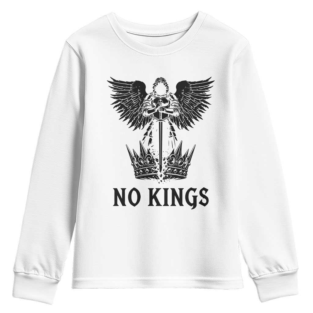 No Kings Youth Sweatshirt St Michael Archangel Victory Over Tyranny TS12 White Print Your Wear