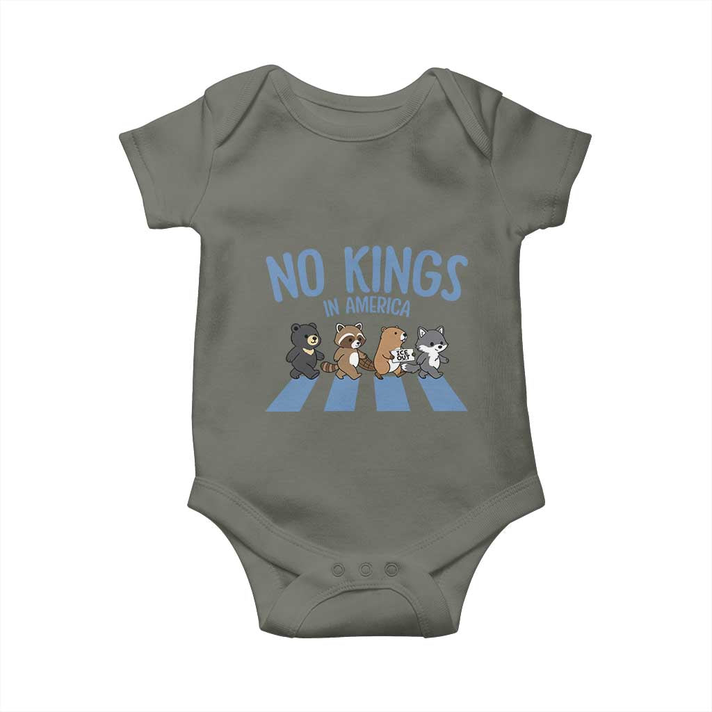 Funny No Kings Cute Forest Animals Baby Onesie Gift For Animal Lovers TS12 Military Green Print Your Wear