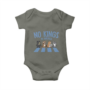 Funny No Kings Cute Forest Animals Baby Onesie Gift For Animal Lovers TS12 Military Green Print Your Wear