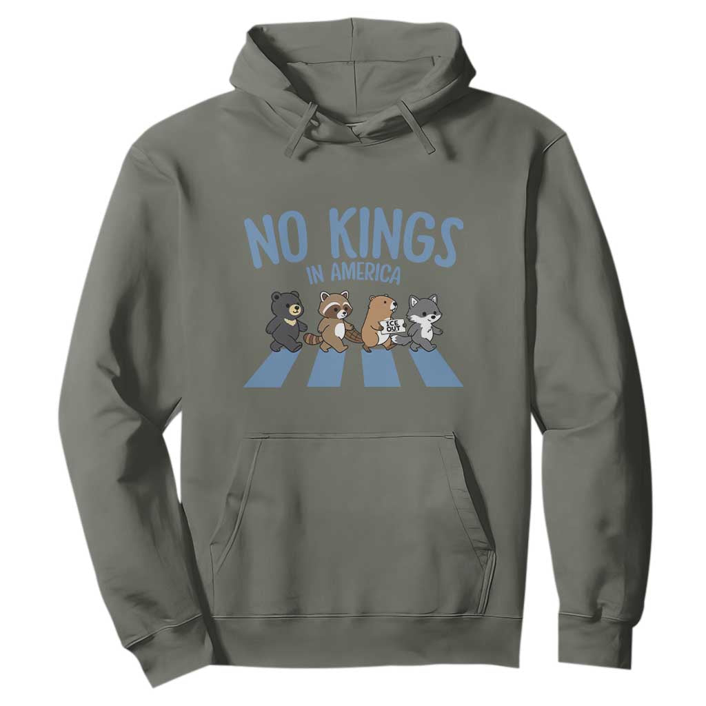 Funny No Kings Cute Forest Animals Hoodie Gift For Animal Lovers TS12 Military Green Print Your Wear