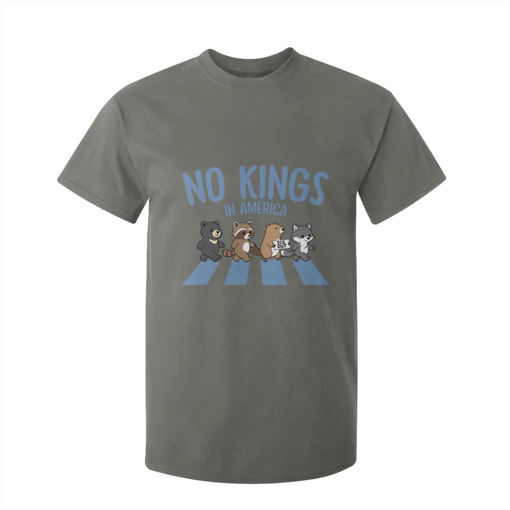 Funny No Kings Cute Forest Animals T Shirt For Kid Gift For Animal Lovers TS12 Military Green Print Your Wear
