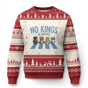 Funny No Kings Cute Forest Animals Ugly Christmas Sweater Gift For Animal Lovers TS12 Beige Red Print Your Wear