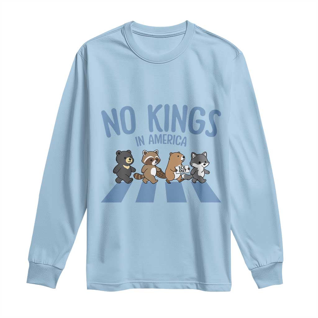 Funny No Kings Cute Forest Animals Long Sleeve Shirt Gift For Animal Lovers TS12 Light Blue Print Your Wear