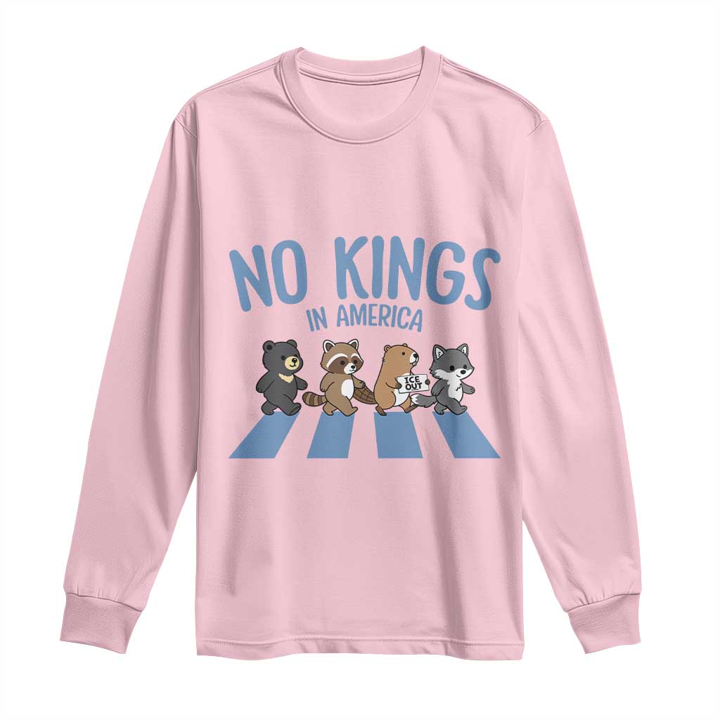 Funny No Kings Cute Forest Animals Long Sleeve Shirt Gift For Animal Lovers TS12 Light Pink Print Your Wear