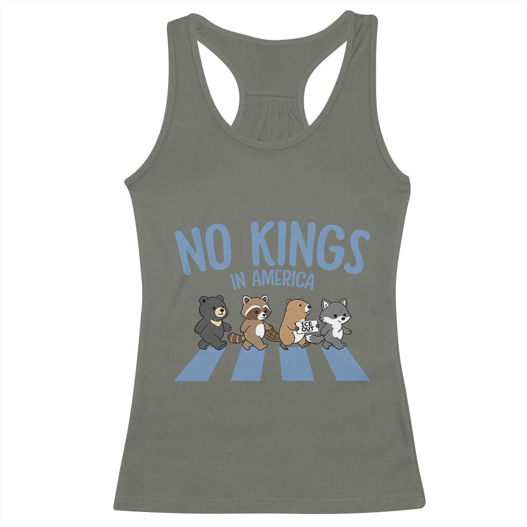 Funny No Kings Cute Forest Animals Racerback Tank Top Gift For Animal Lovers TS12 Military Green Print Your Wear