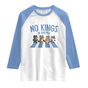 Funny No Kings Cute Forest Animals Raglan Shirt Gift For Animal Lovers TS12 White Carolina Blue Print Your Wear