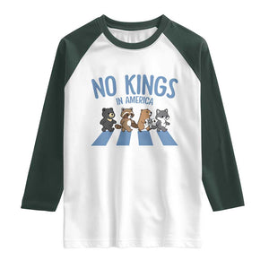 Funny No Kings Cute Forest Animals Raglan Shirt Gift For Animal Lovers TS12 White Dark Forest Green Print Your Wear