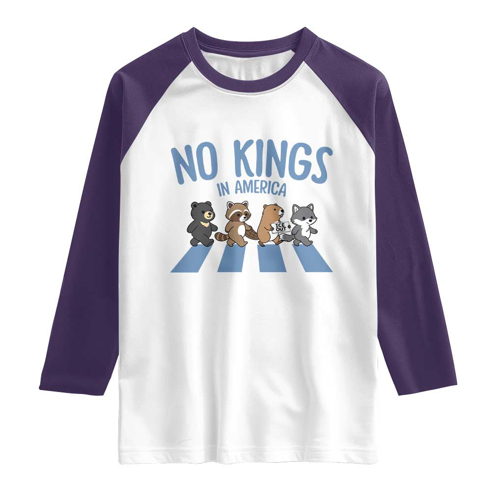 Funny No Kings Cute Forest Animals Raglan Shirt Gift For Animal Lovers TS12 White Purple Print Your Wear