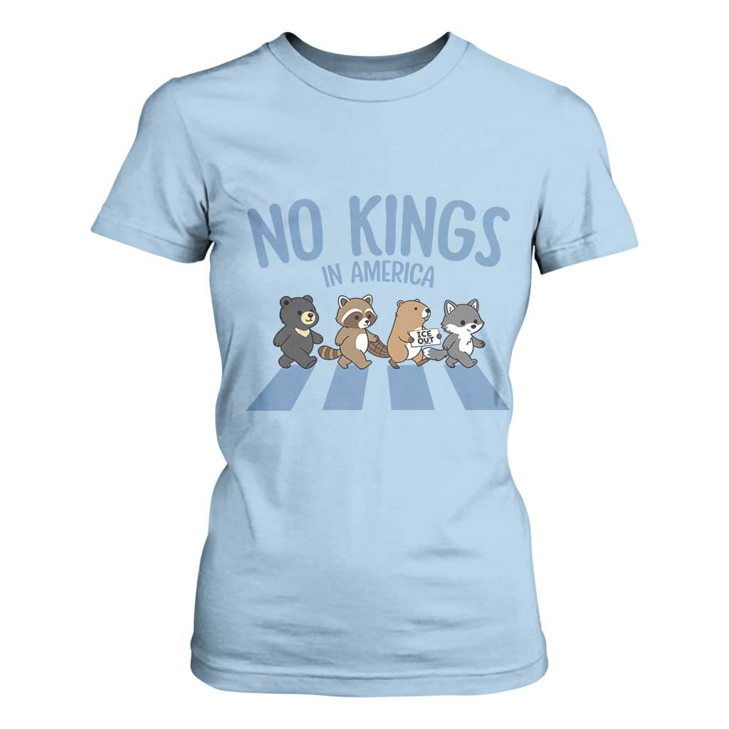 Funny No Kings Cute Forest Animals T Shirt For Women Gift For Animal Lovers TS12 Light Blue Print Your Wear