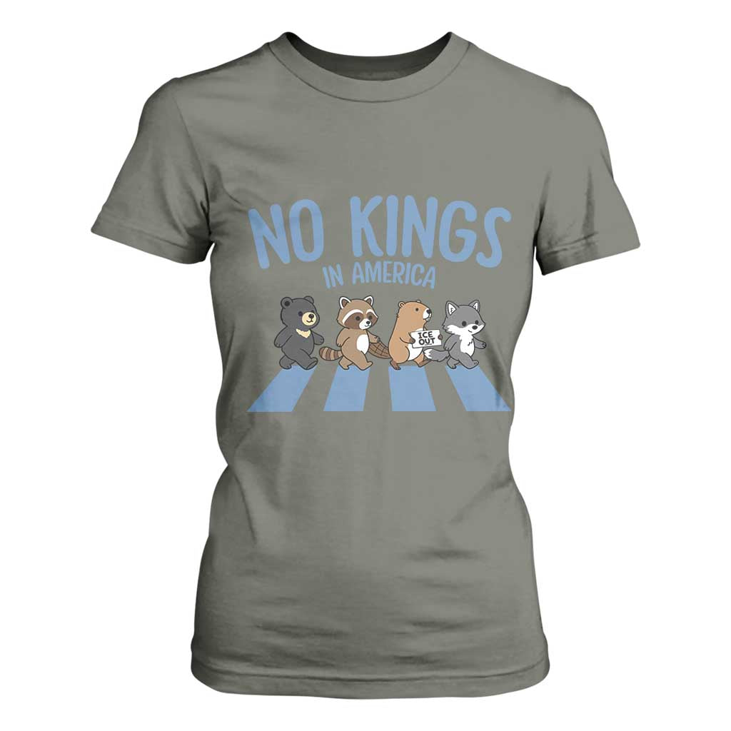 Funny No Kings Cute Forest Animals T Shirt For Women Gift For Animal Lovers TS12 Military Green Print Your Wear