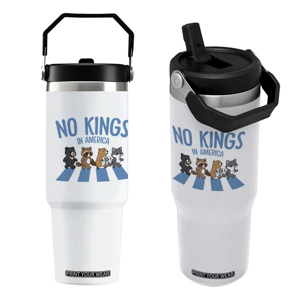 Funny No Kings Cute Forest Animals Flip Straw Tumbler Gift For Animal Lovers TS12 One Size: 30 oz White Print Your Wear