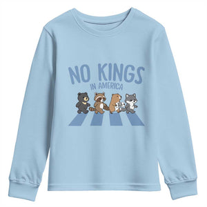 Funny No Kings Cute Forest Animals Youth Sweatshirt Gift For Animal Lovers TS12 Light Blue Print Your Wear