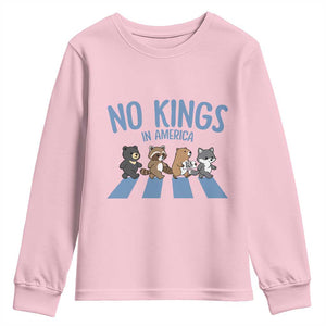 Funny No Kings Cute Forest Animals Youth Sweatshirt Gift For Animal Lovers TS12 Light Pink Print Your Wear