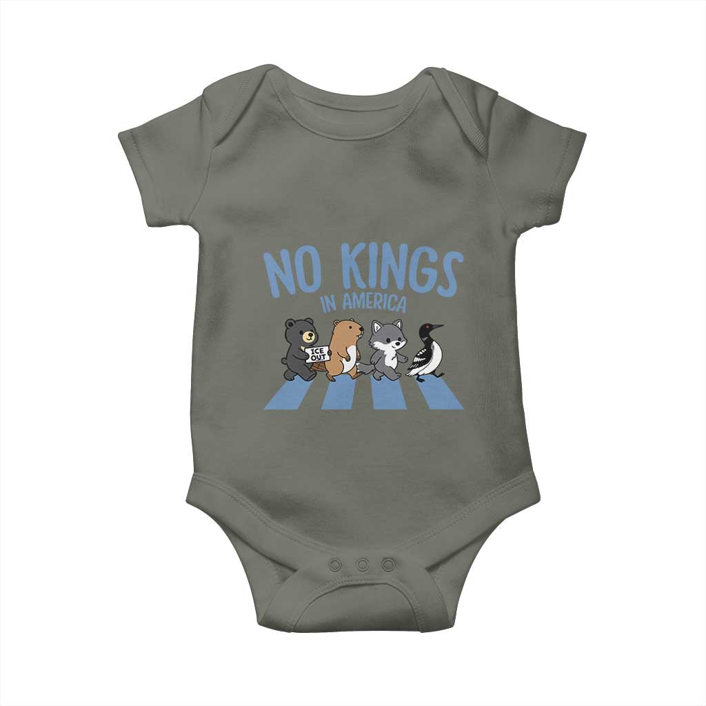 Funny Political No Kings In America Baby Onesie Gift For Animal Lovers TS12 Military Green Print Your Wear
