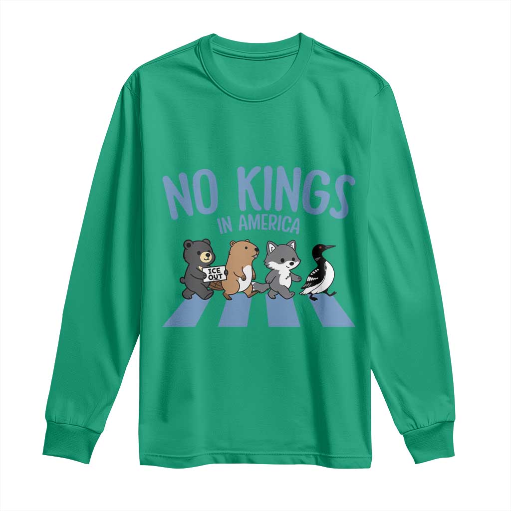 Funny Political No Kings In America Long Sleeve Shirt Gift For Animal Lovers TS12 Irish Green Print Your Wear