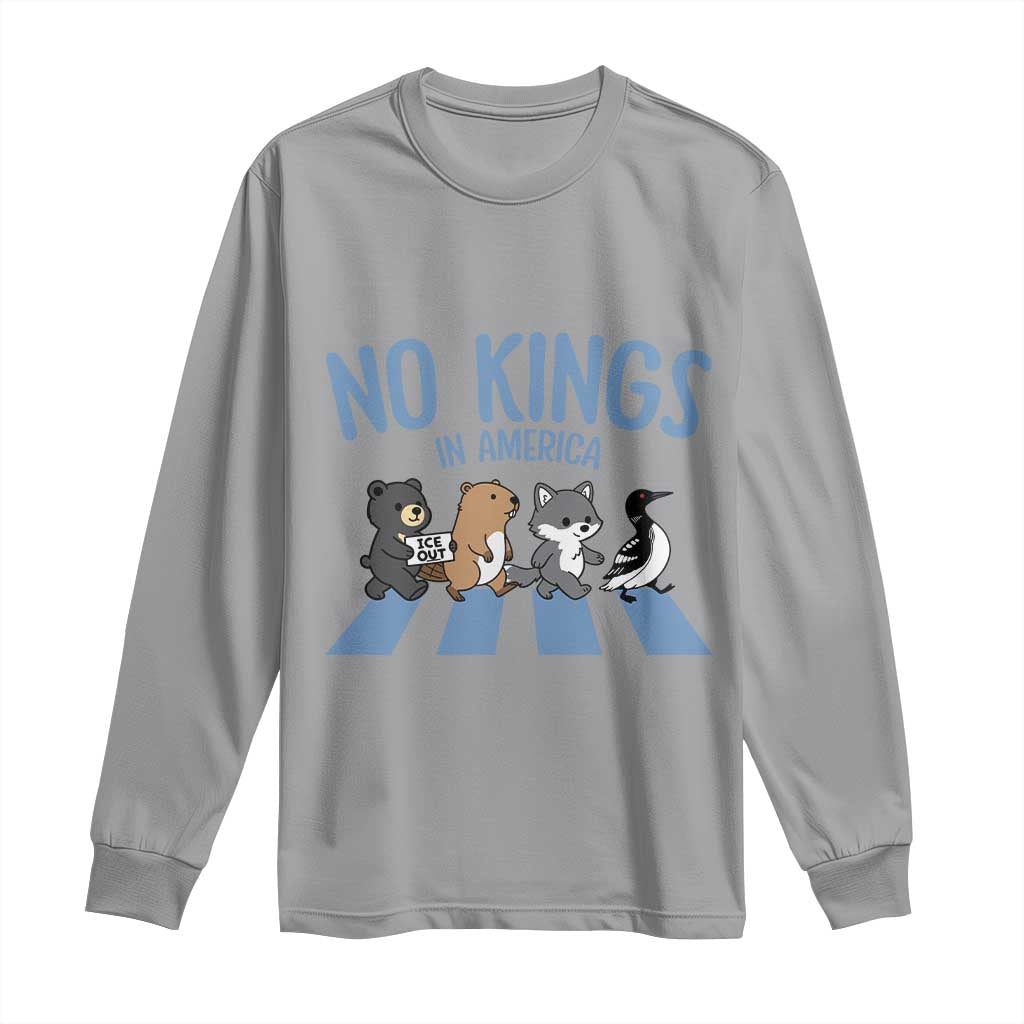 Funny Political No Kings In America Long Sleeve Shirt Gift For Animal Lovers TS12 Sport Gray Print Your Wear