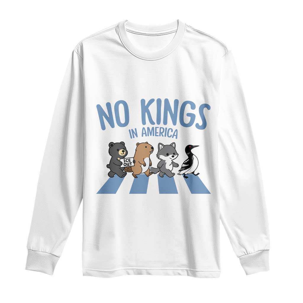 Funny Political No Kings In America Long Sleeve Shirt Gift For Animal Lovers TS12 White Print Your Wear
